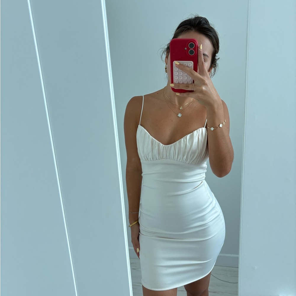 White Meshki Sweetheart Mini Dress